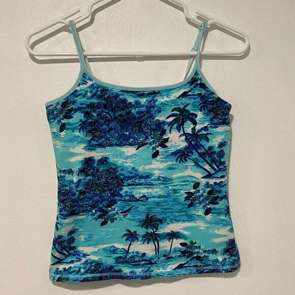 Express Blue Hawaiian Print Tank –size medium - Picture 1 of 6
